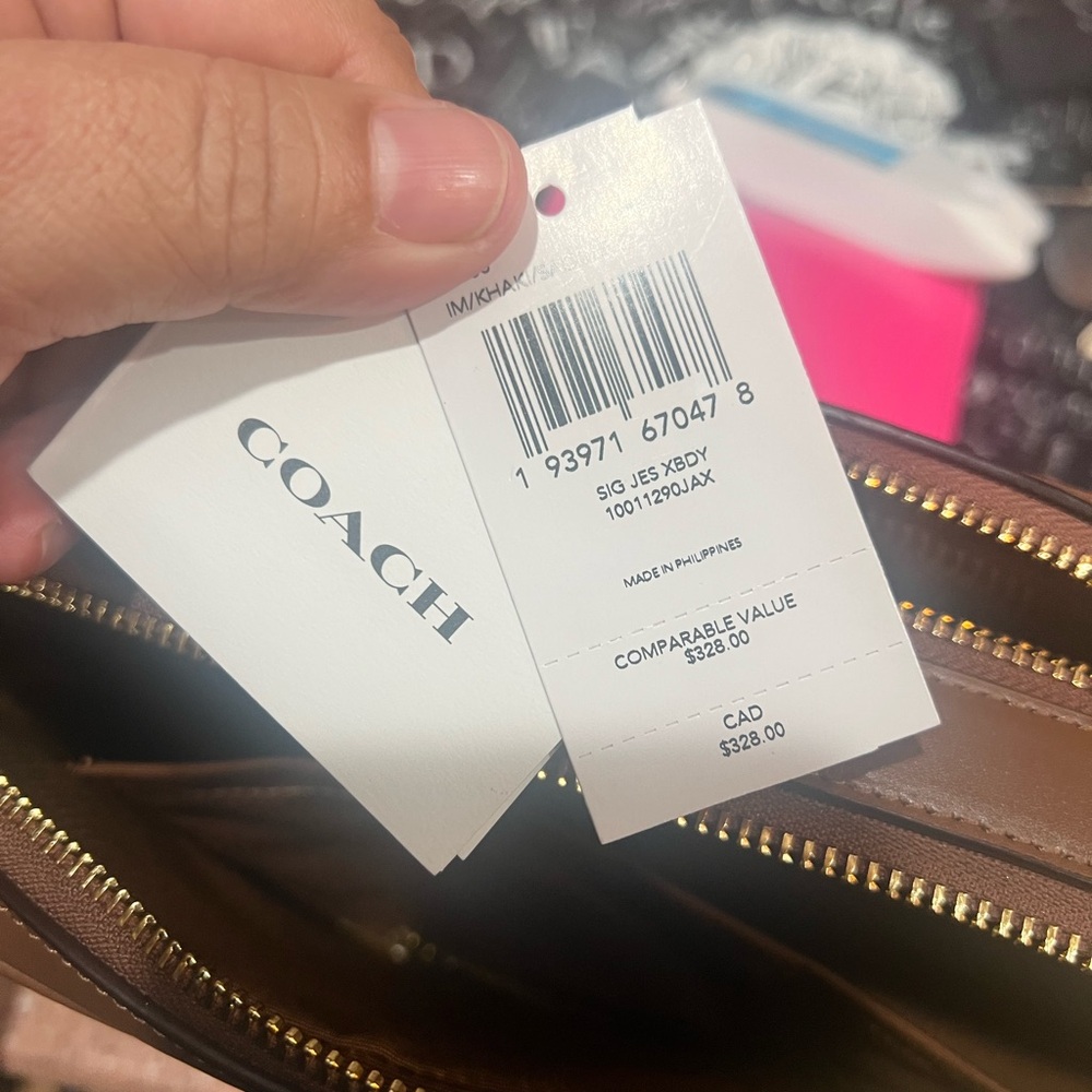 Coach Signature Tan and Brown Crossbody Bag - Picture 2 of 5